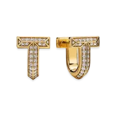 Tiffany & Co. T1 Half Pave Diamond Huggie Earrings "Yellow Gold/Diamond"