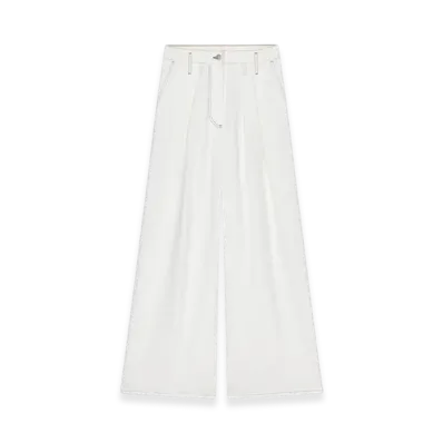 DRIES VAN NOTEN Women's Wide Pleated Jeans "Off White"