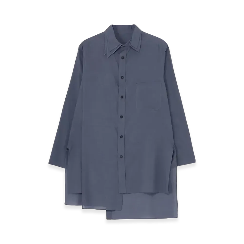 Yohji Yamamoto POUR HOMME 80C/S Loan Double Layer Asymmetry Blouse "Dark Blue"