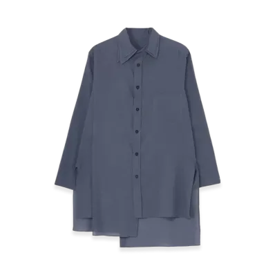 Yohji Yamamoto POUR HOMME 80C/S Loan Double Layer Asymmetry Blouse "Dark Blue"