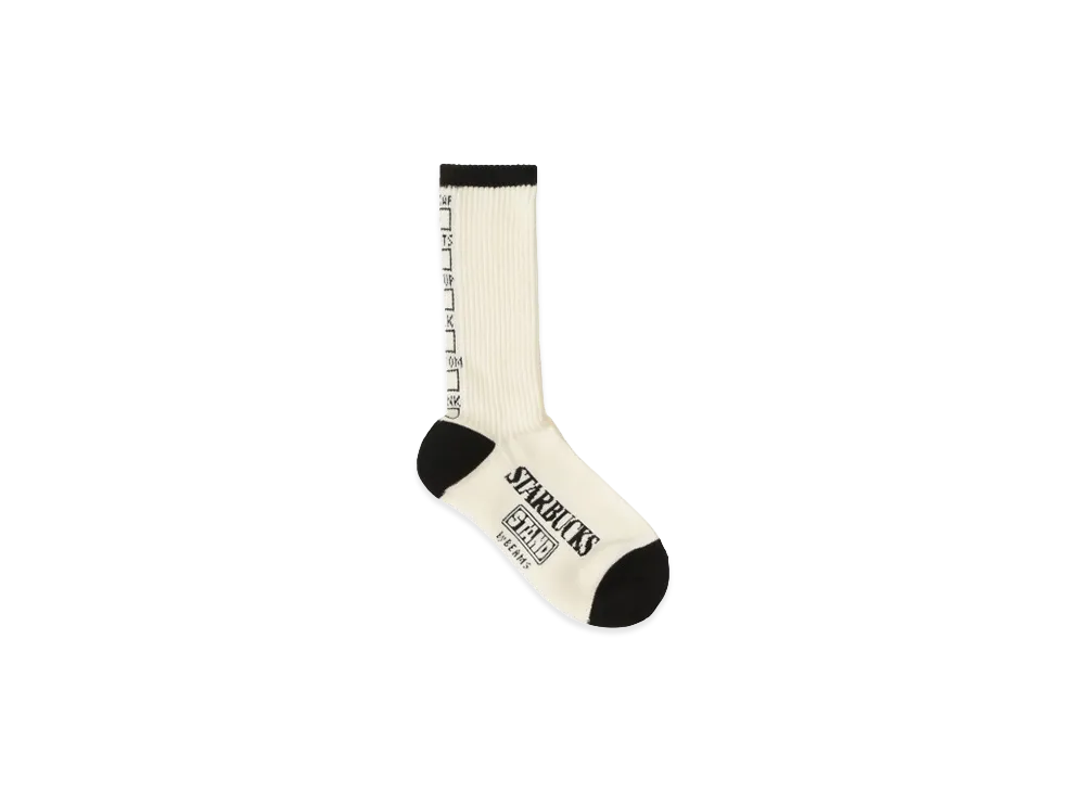 STARBUCKS STAND x BEAMS Drink-ID Socks "White/Black"