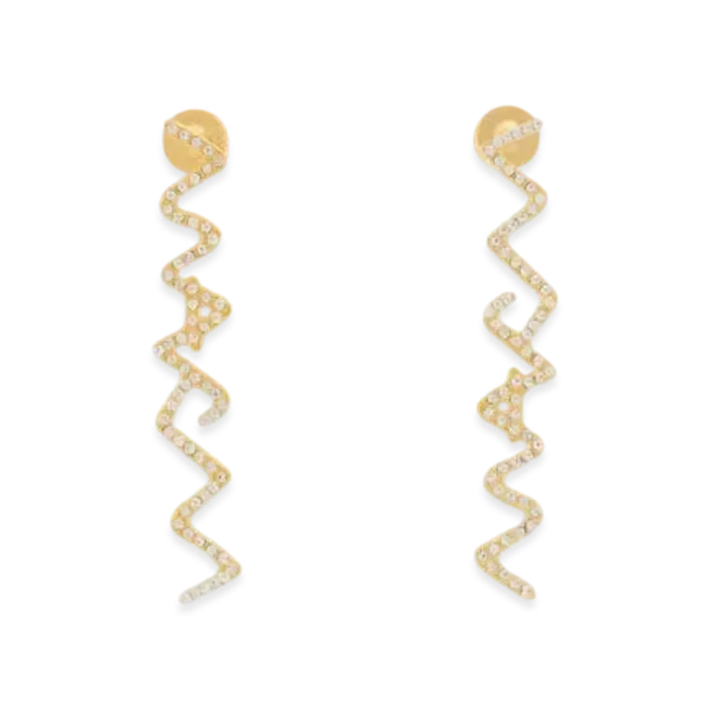 Marni Rhinestone Pave Marni Symbol Drop Earrings "Gold"