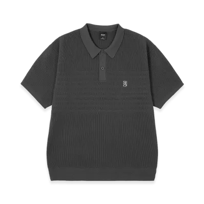 HUF Megablast Knit Polo Top "Charcoal"