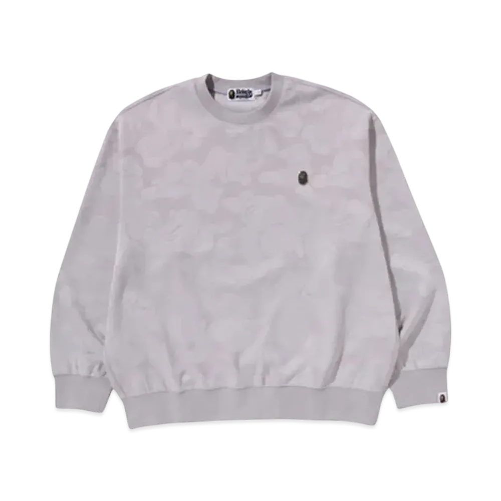 A BATHING APE Solid Camo Jacquard One Point Relax Fit Crewneck Sweatshirt "Gray"