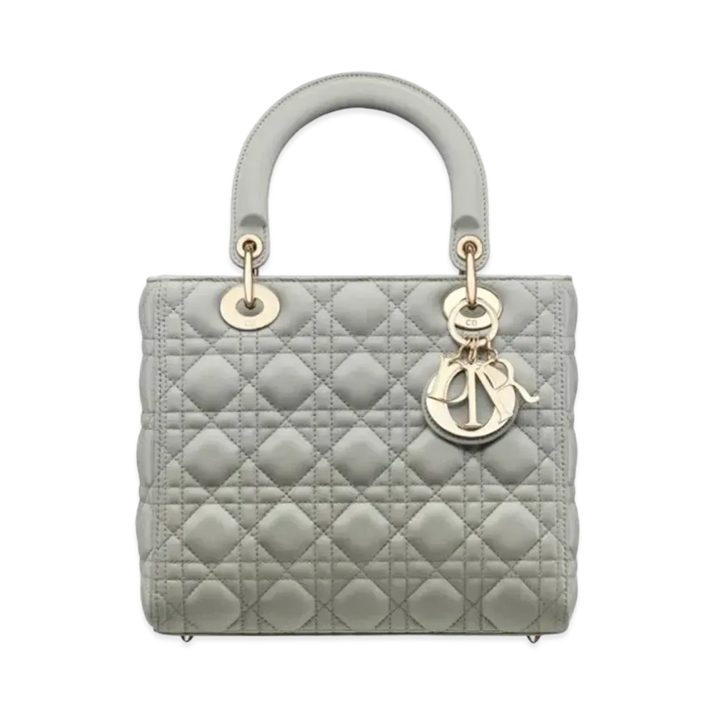 Dior Medium Lady Dior Bag Cannage Lambskin "Gray"