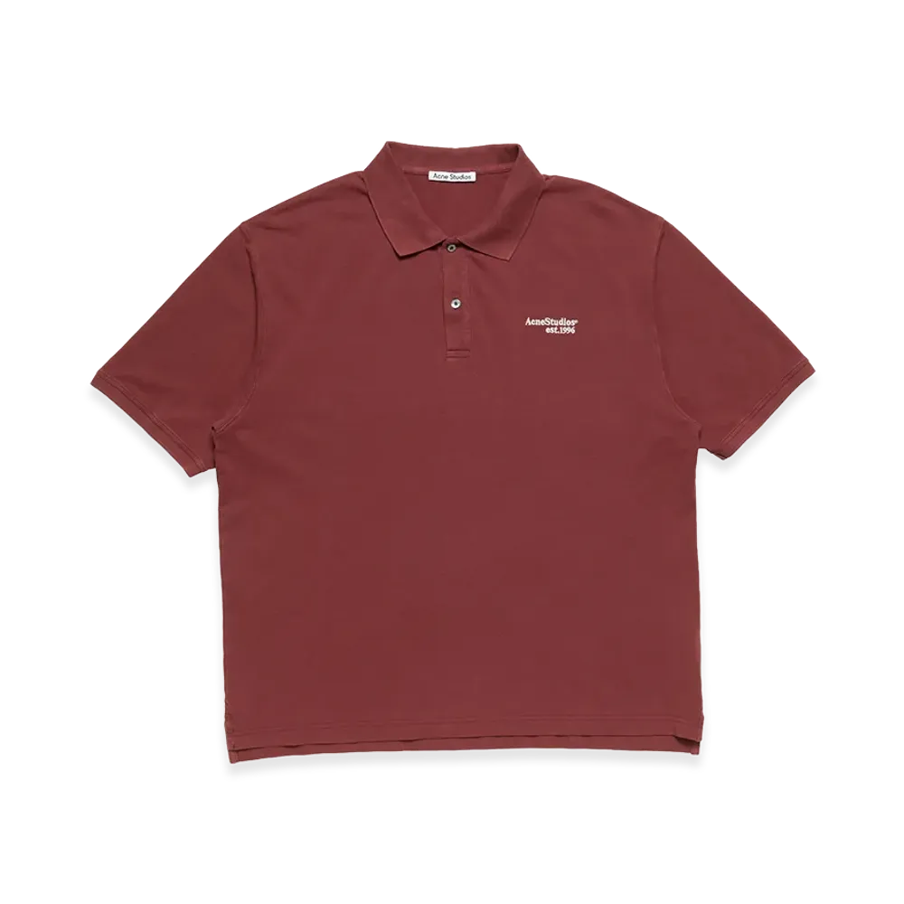 Acne Studios Washed Logo Polo Shirt "Maroon Red"