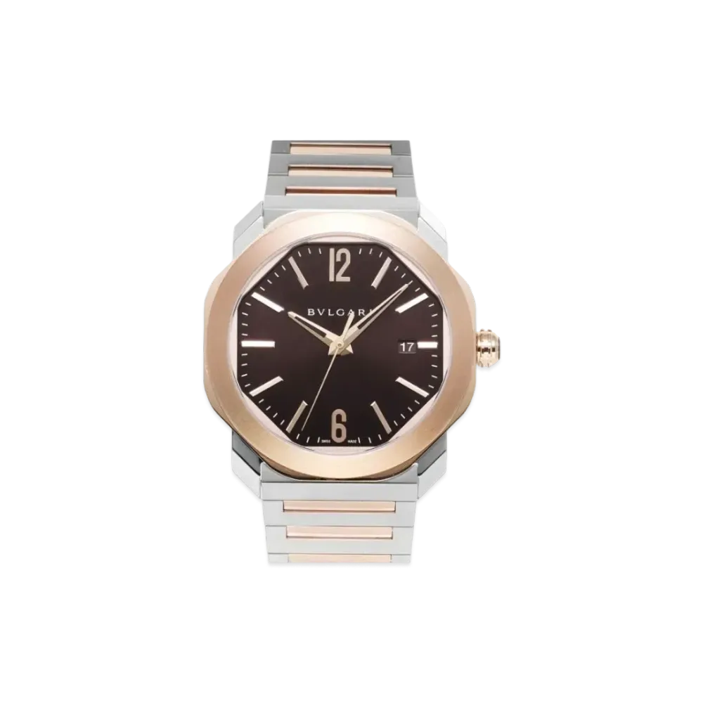 BVLGARI Octo Roma "Black/Stainless Steel/Pink Gold"