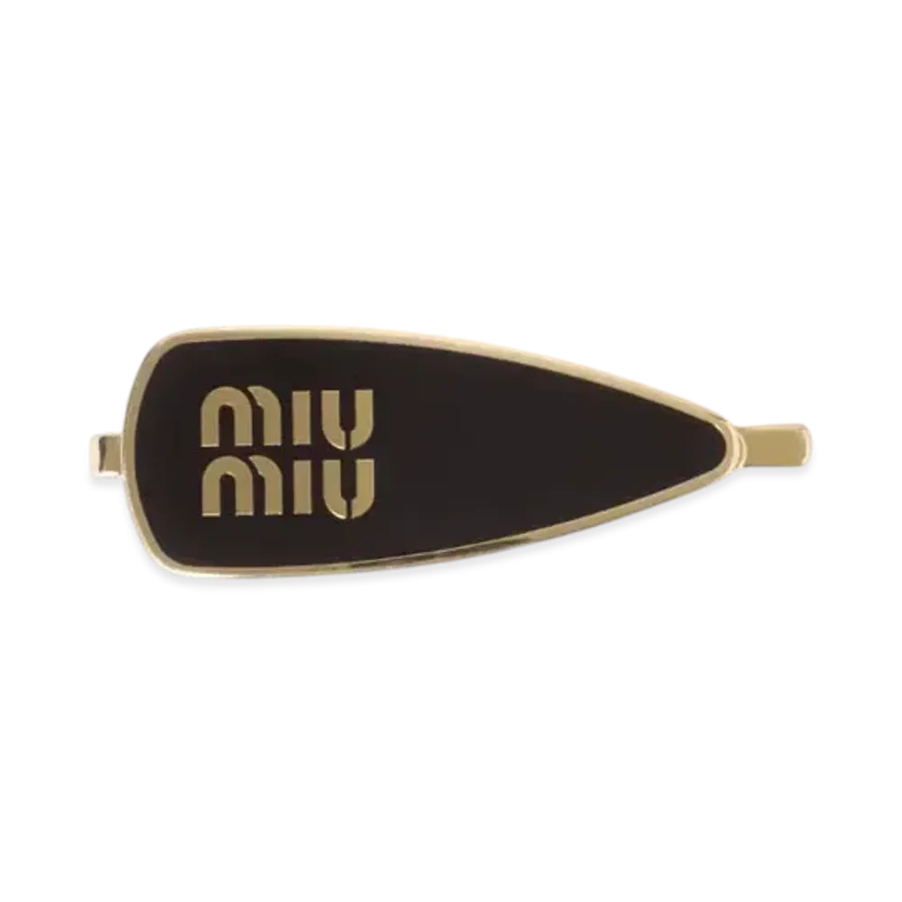 MIUMIU Enameled Metal Hair Clip "Black"