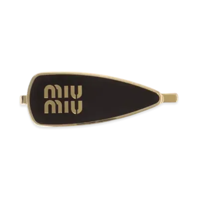 MIUMIU Enameled Metal Hair Clip "Black"