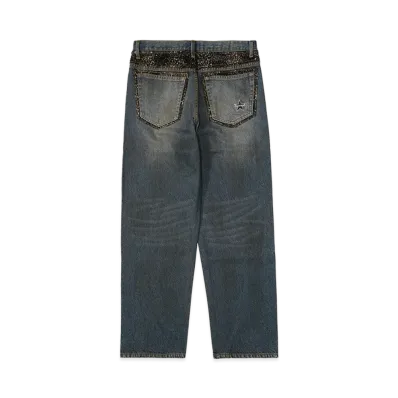 Supreme Leopard Faux Fur Loose Fit Jean "Washed Indigo"