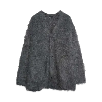 LAD MUSICIAN LOOP YARN SHAGGY KNIT CARDIGAN "GRAY"