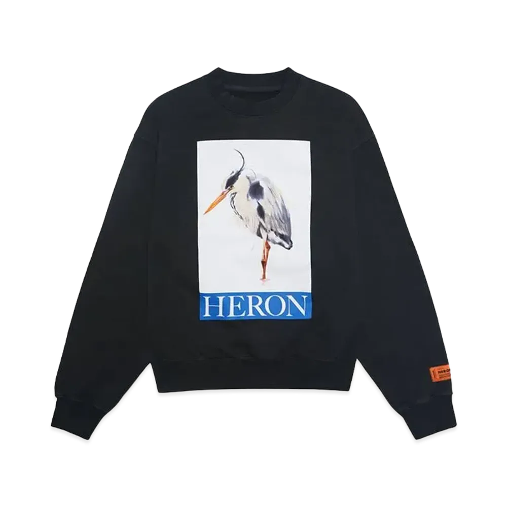 HERON PRESTON HERON BIRD PAINTED CREWNECK "BLACK BLUE"