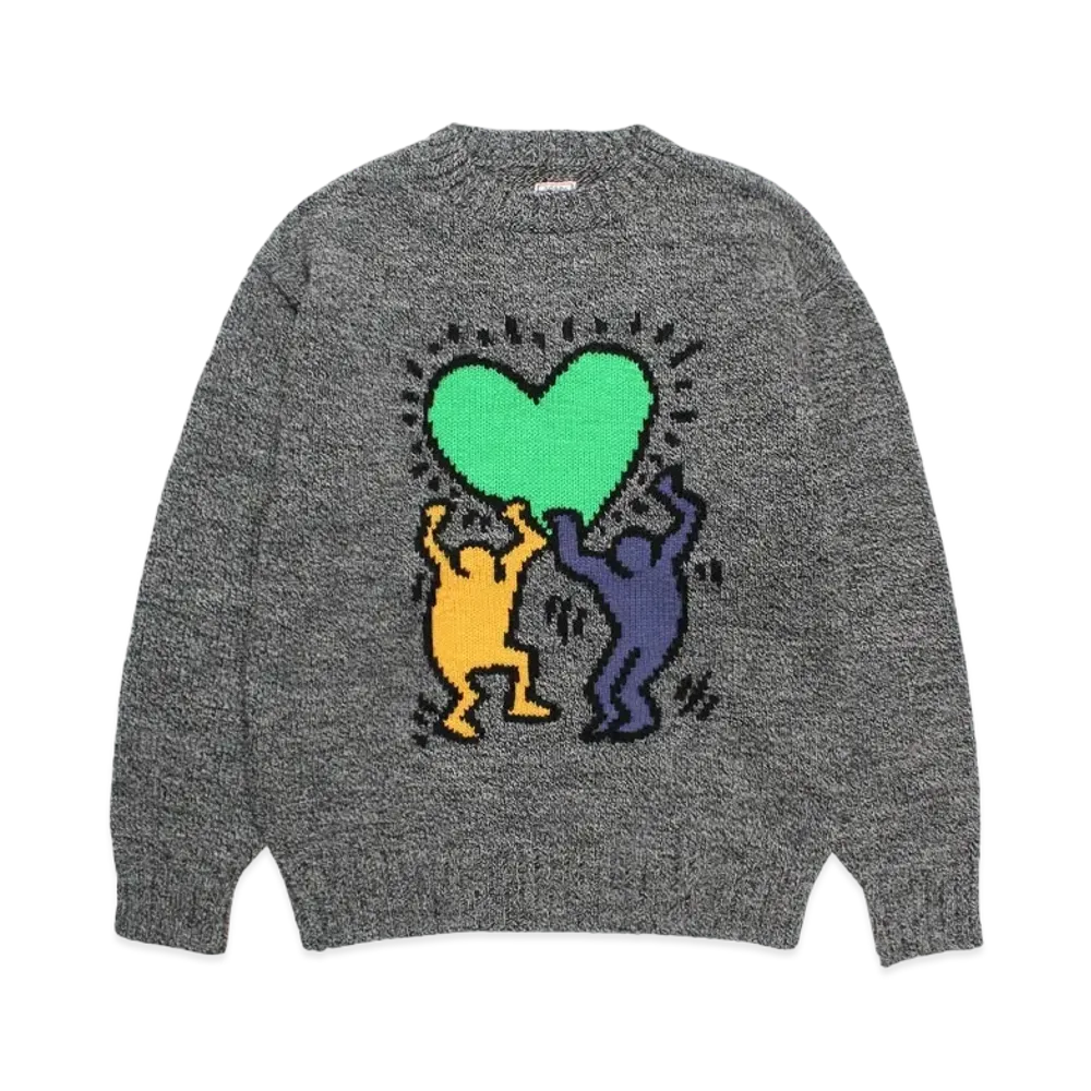 WACKO MARIA x Keith Haring Jacquard Knit Sweater "Gray"