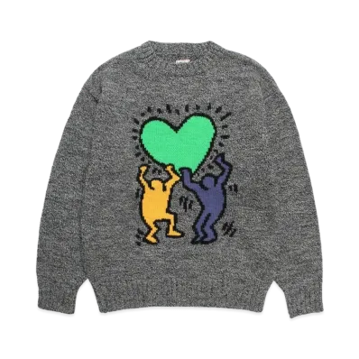 WACKO MARIA x Keith Haring Jacquard Knit Sweater "Gray"