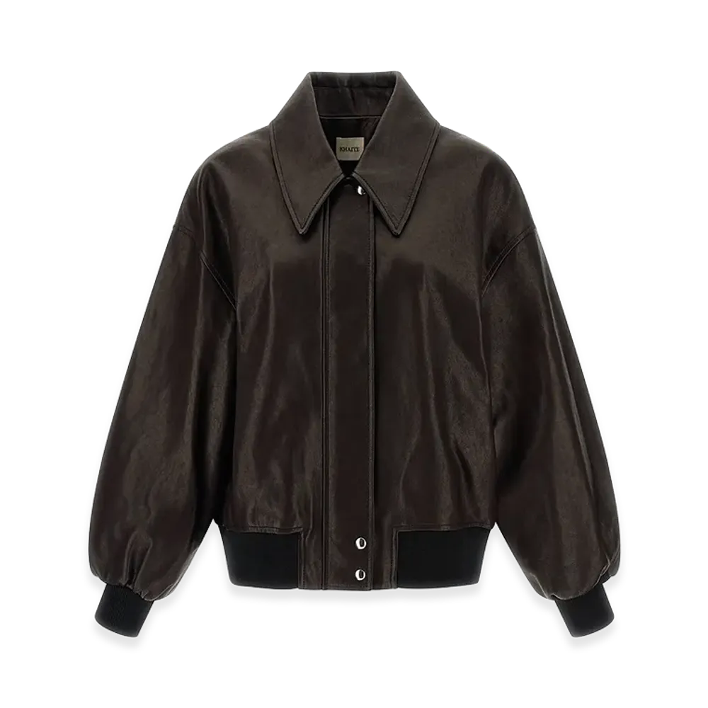 KHAITE Women's Shelman Leather Jacket "Brown"