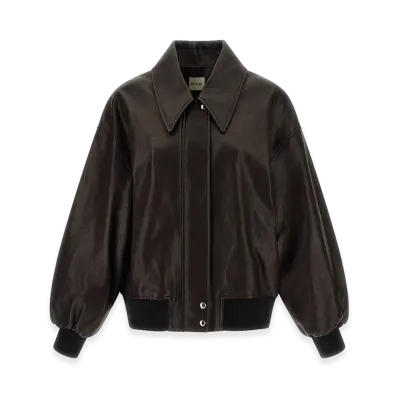 KHAITE Women's Shelman Leather Jacket "Brown"