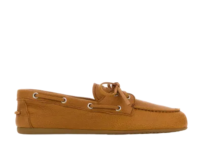 MIU MIU Women's Leather Deck Shoes "Brown"