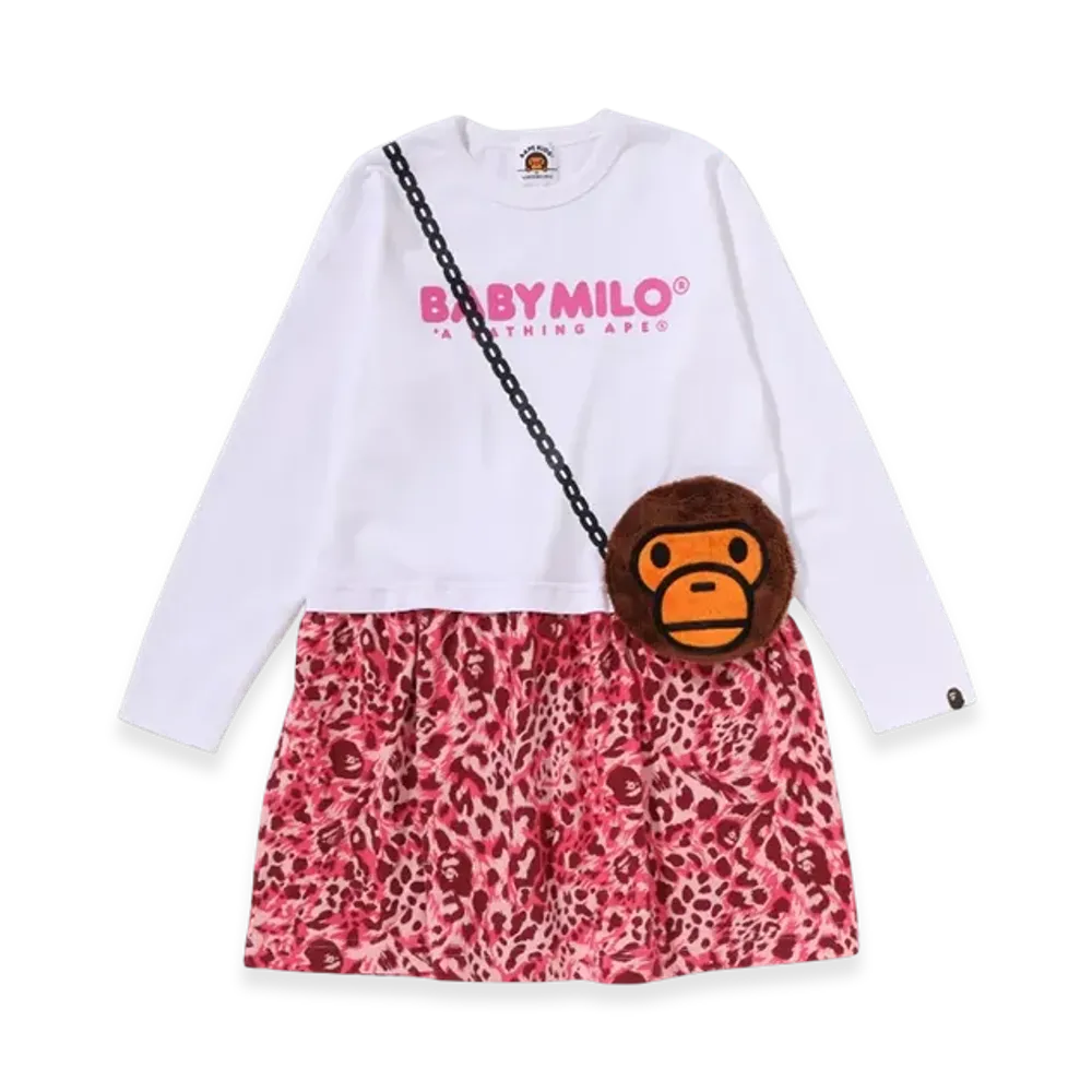 A BATHING APE Wild Leopard Pattern Milo Pochette Dress "White"