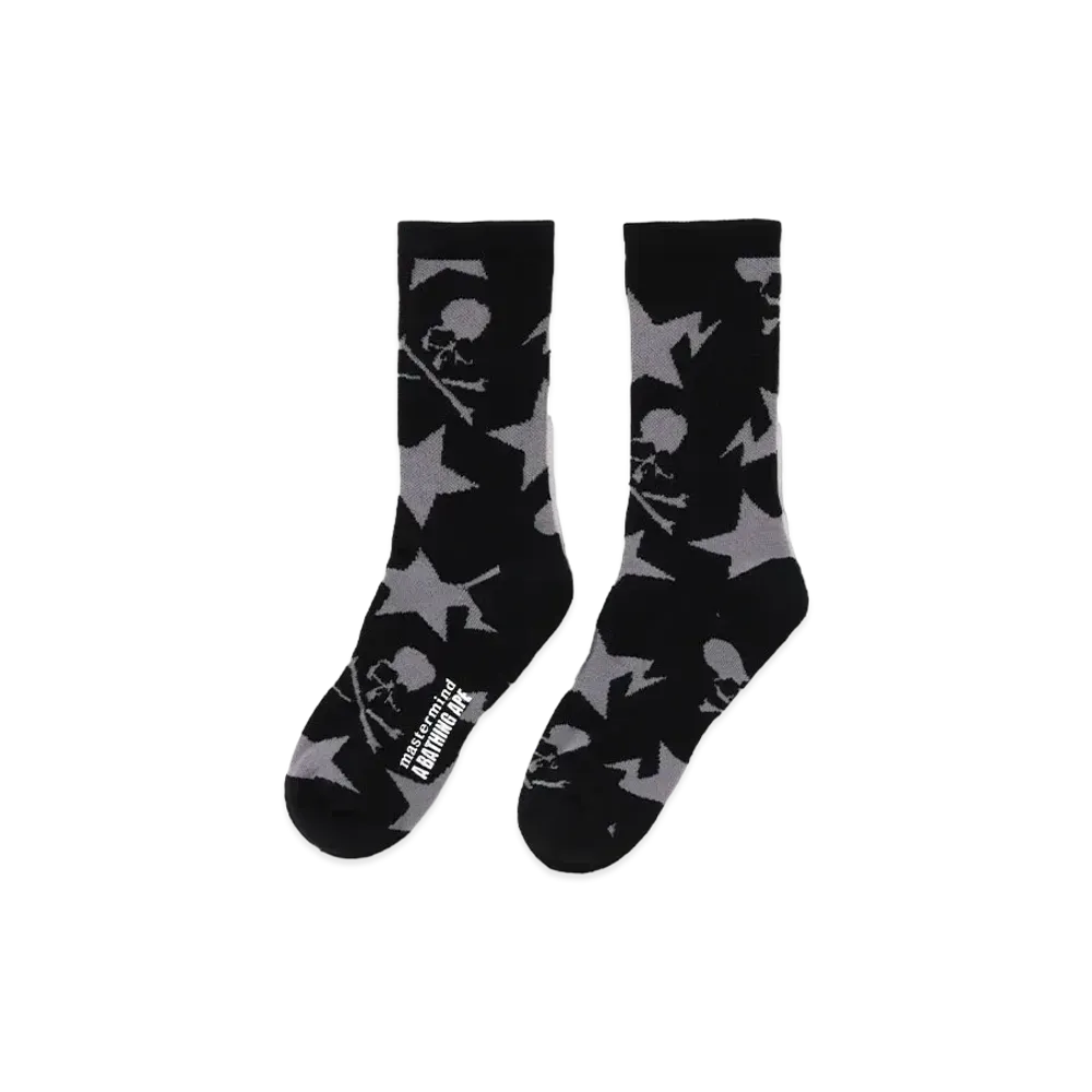 A BATHING APE x mastermind JAPAN Pattern Socks "Black"