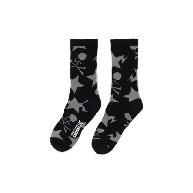 A BATHING APE x mastermind JAPAN Pattern Socks "Black"