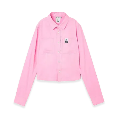 X-Girl Women's Face Label L/S Compact Shirt "Pink"