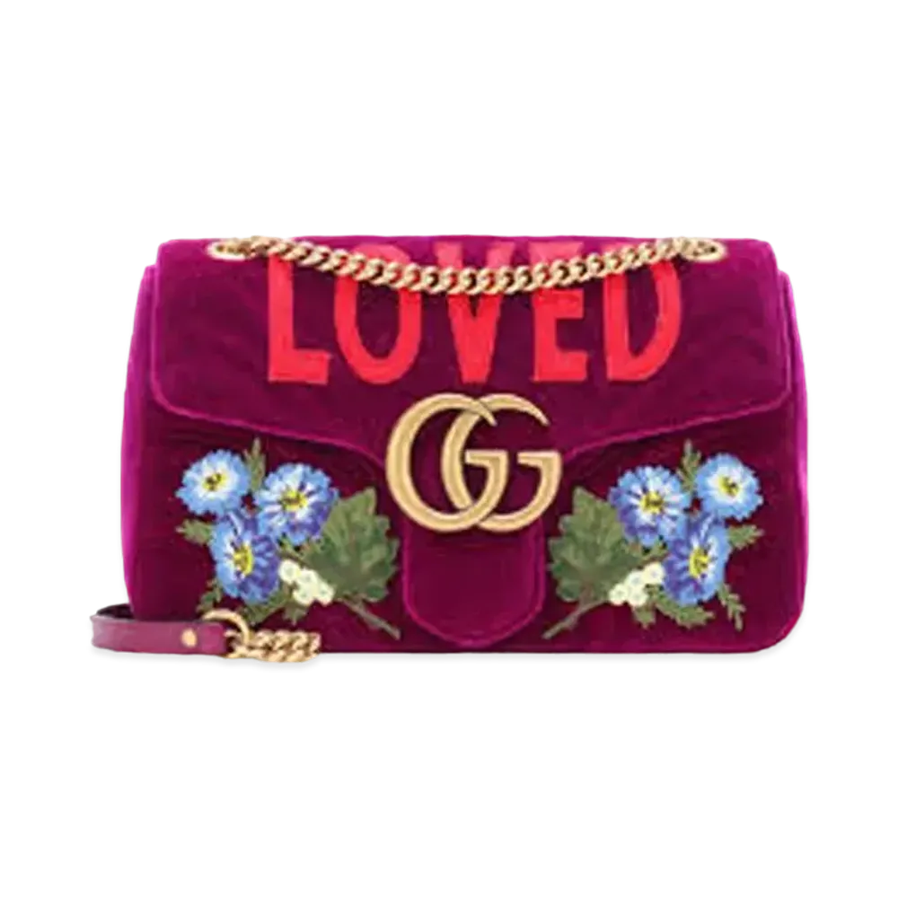 GUCCI GG Marmont Velvet Chain Shoulder Bag "Purple"