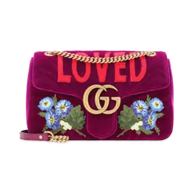 GUCCI GG Marmont Velvet Chain Shoulder Bag "Purple"