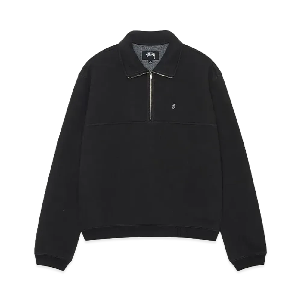 Stussy Fleece Zip Mock "Black"