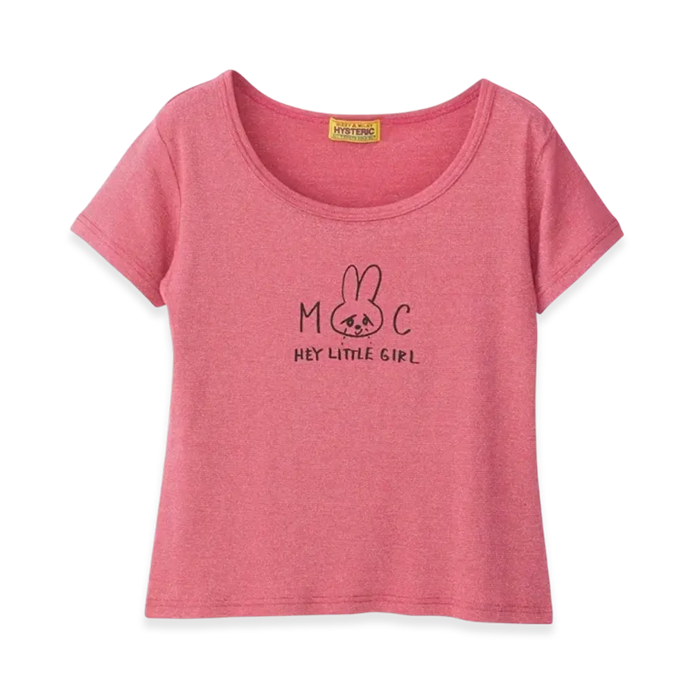 HYSTERIC GLAMOUR Hey Little Girl T-Shirt "Pink"