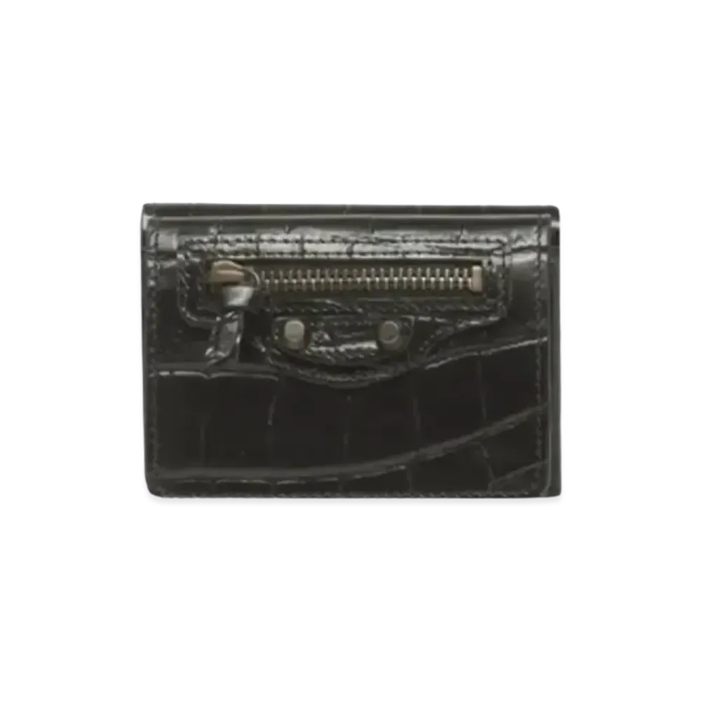BALENCIAGA Classic Crocodile Pattern Mini Classic Mini Wallet "Gold"