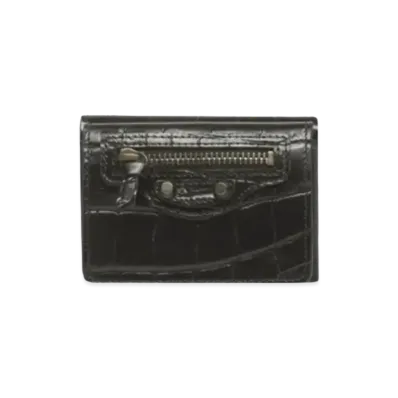 BALENCIAGA Classic Crocodile Pattern Mini Classic Mini Wallet "Gold"