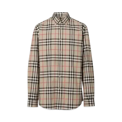 Burberry Men's Check Cotton Shirt "Archive Beige"