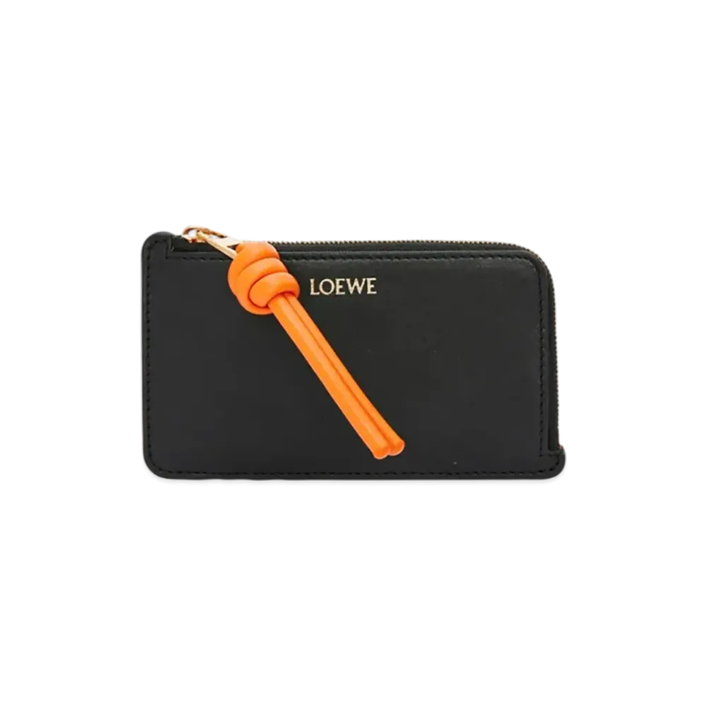 LOEWE Knot Coin Card Holder "Black/Bright Orange"