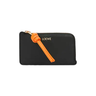 LOEWE Knot Coin Card Holder "Black/Bright Orange"