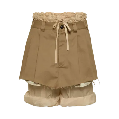 Maison Margiela Women's Layered Mini Skirt Shorts "Camel"