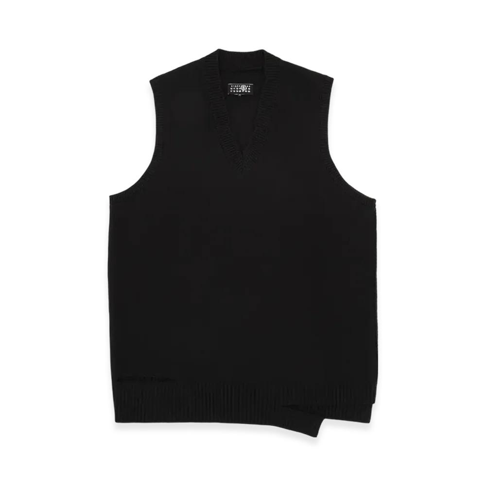 MM6 Maison Margiela Women's Distressed Wool Mini Dress "Black"