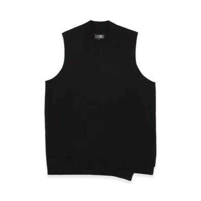 MM6 Maison Margiela Women's Distressed Wool Mini Dress "Black"