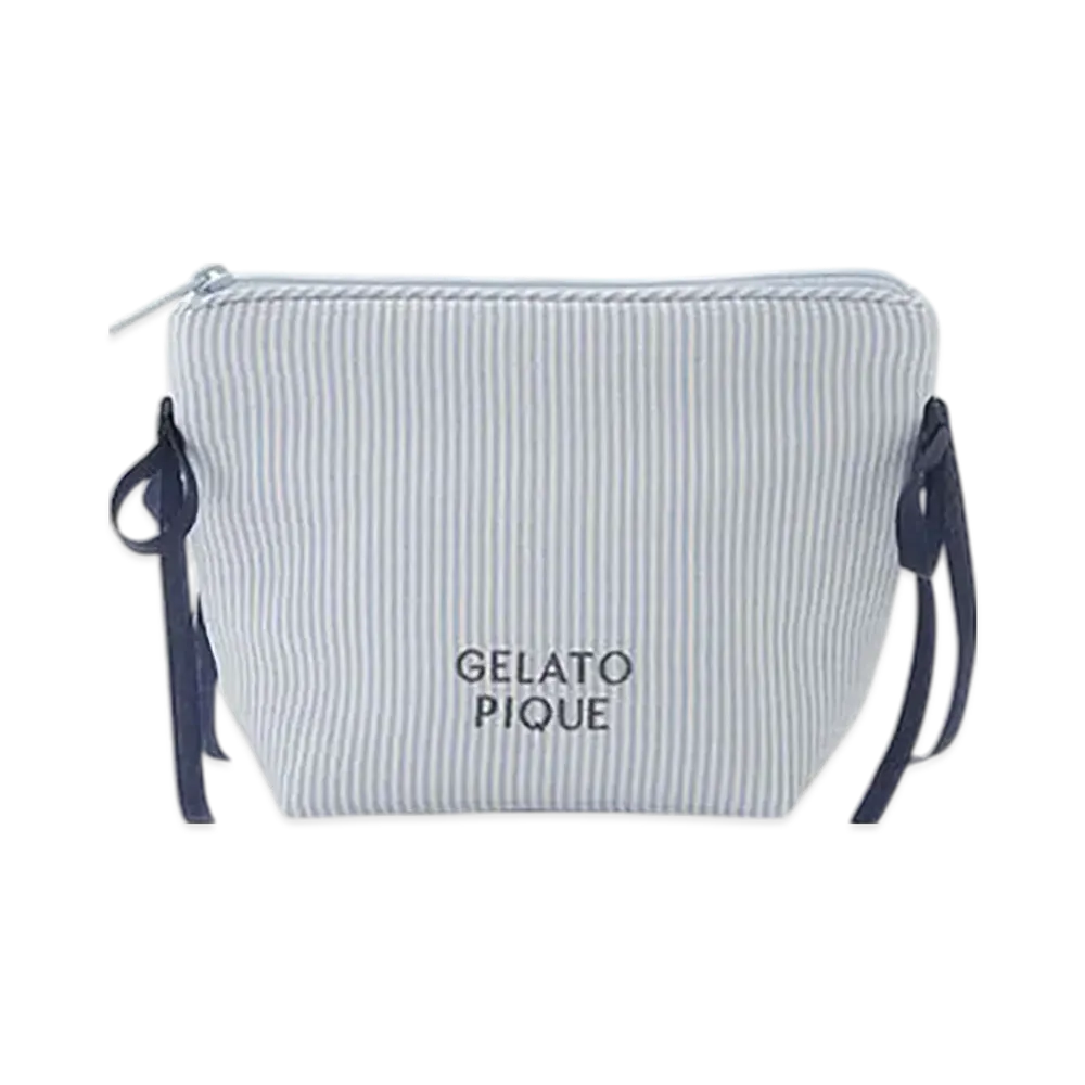 GELATO PIQUE Striped Ribbon Pouch "Blue"