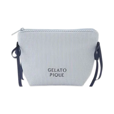 GELATO PIQUE Striped Ribbon Pouch "Blue"