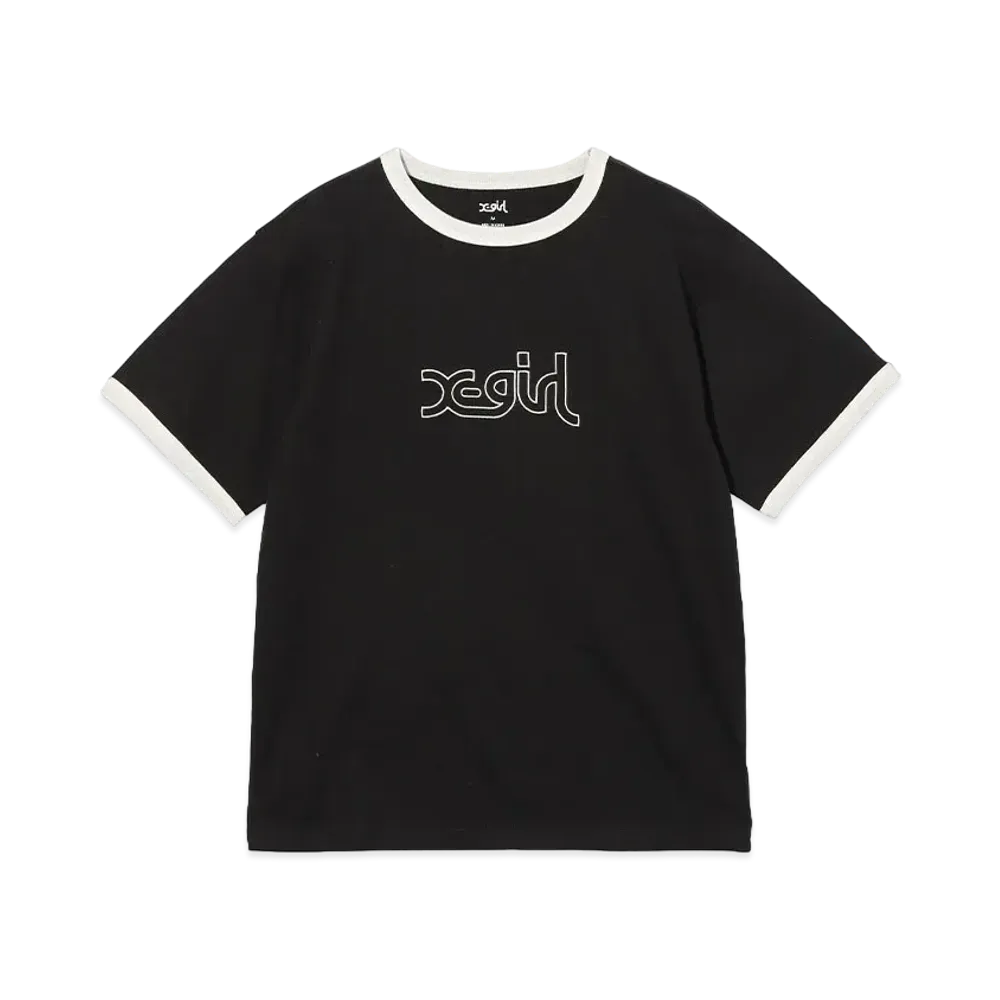 X-Girl Outline Mills Logo S/S Ringer Tee "Black"