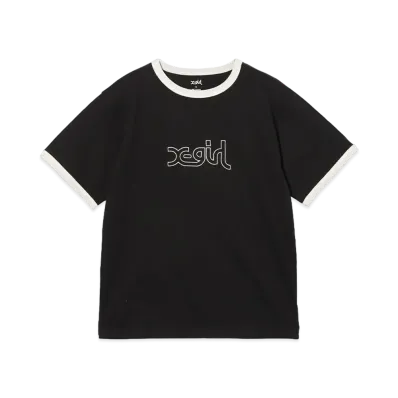 X-Girl Outline Mills Logo S/S Ringer Tee "Black"