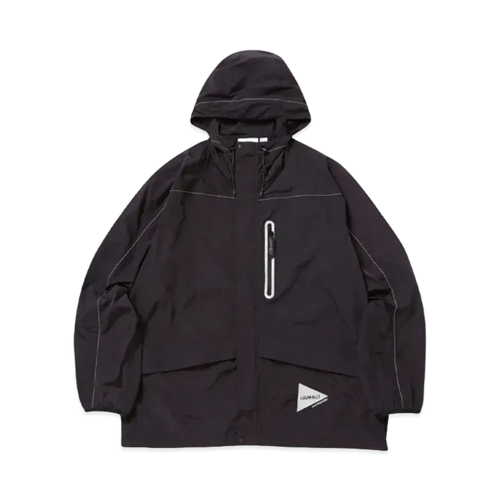 GRAMICCI x and wander PATCHWORK WIND HOODIE "BLACK"