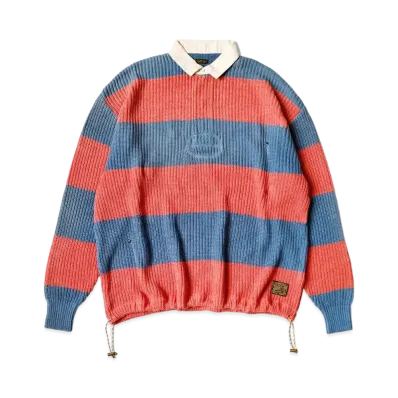 KAPITAL 5G Cotton Knit Rugby Shirt "Sax"
