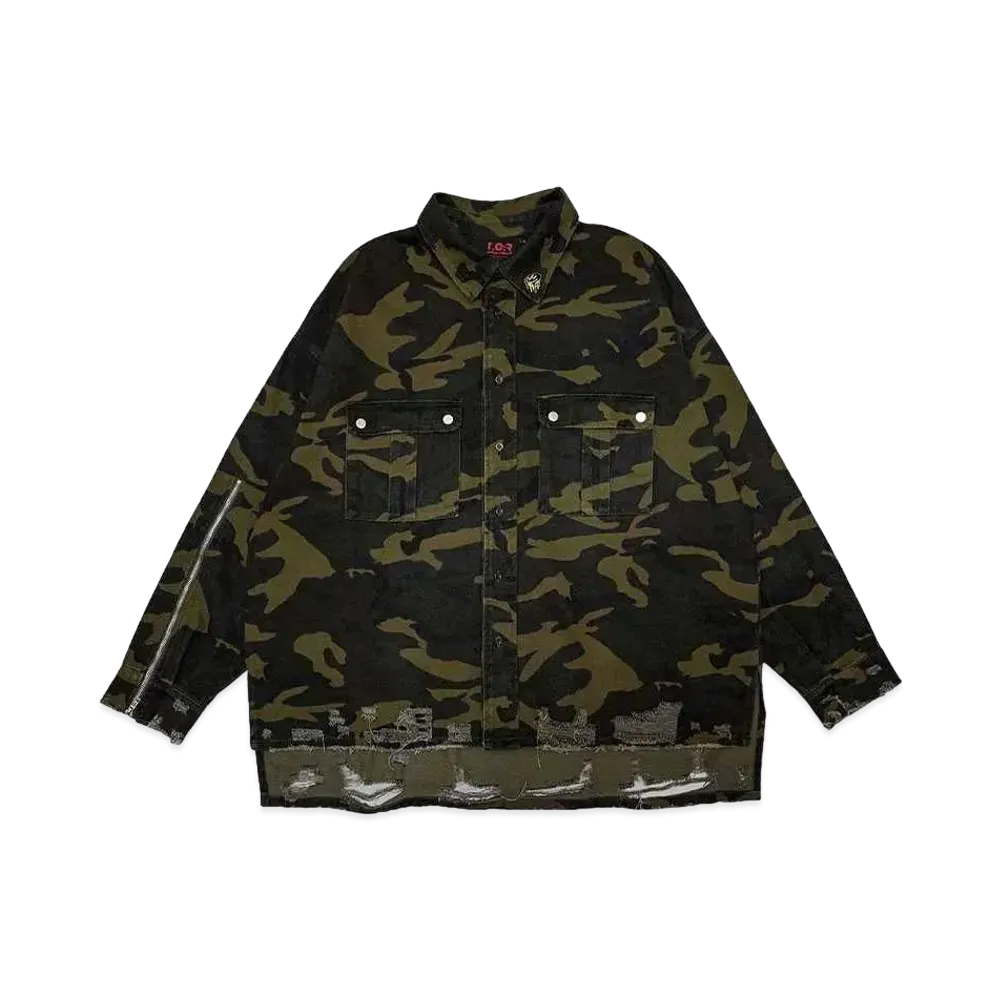 T.C.R BY TOUCHER DISTRESSED CAMO SHIRTS JACKET "CAMO"