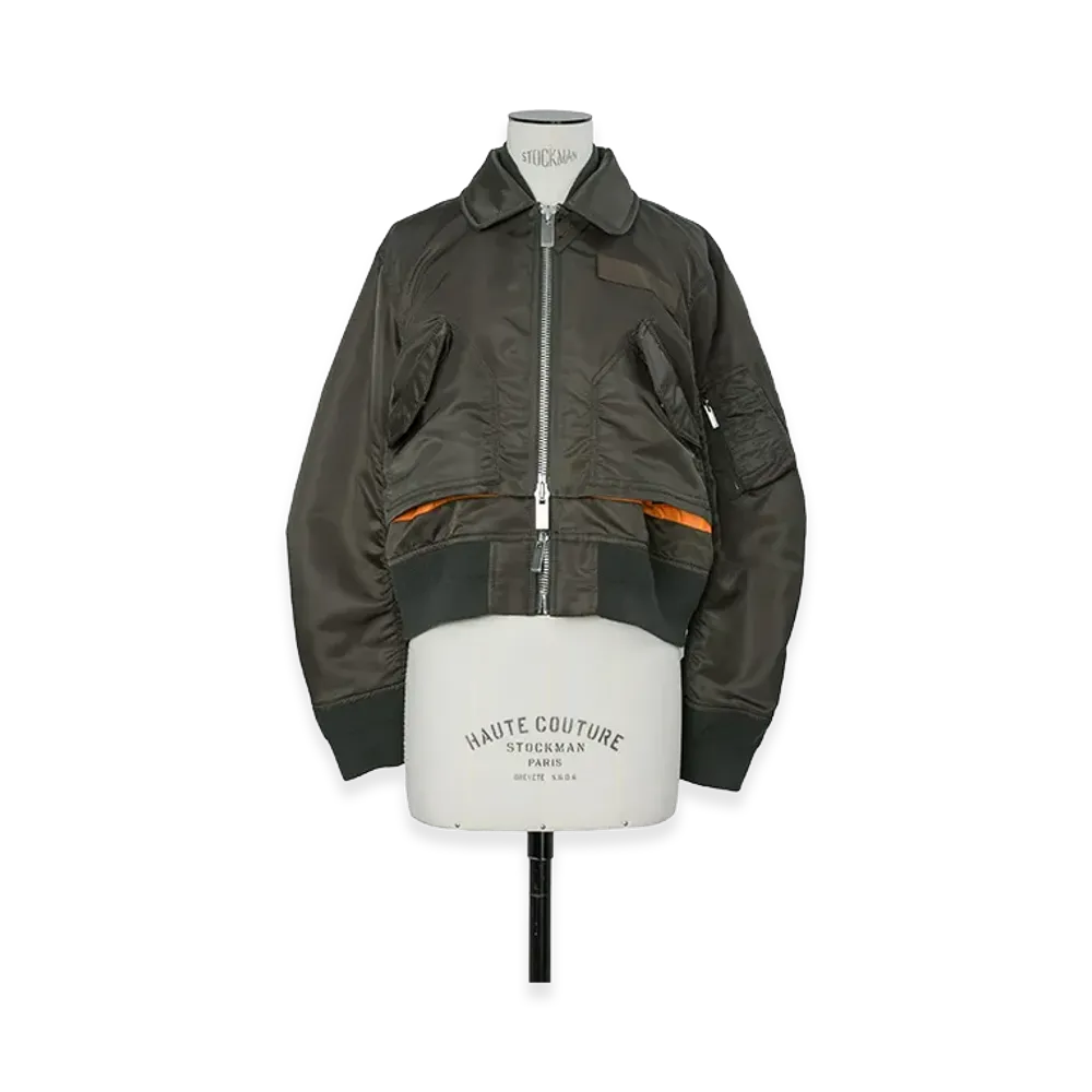 sacai Women's Nylon Twill Blouson "Dark Khaki"
