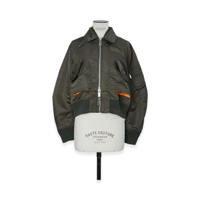sacai Women's Nylon Twill Blouson "Dark Khaki"