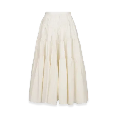 Dior Women's Flared Mid-Length Skirt Silk Poplin "Ecru"
