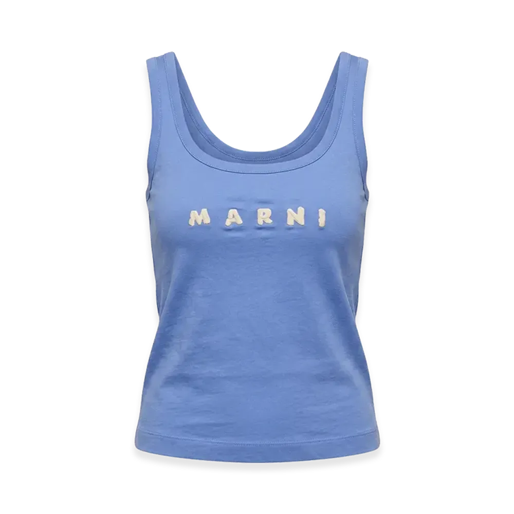 MARNI Women's Scribble Logo Tank Top "Bluelilac"