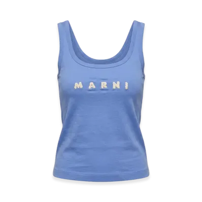 MARNI Women's Scribble Logo Tank Top "Bluelilac"