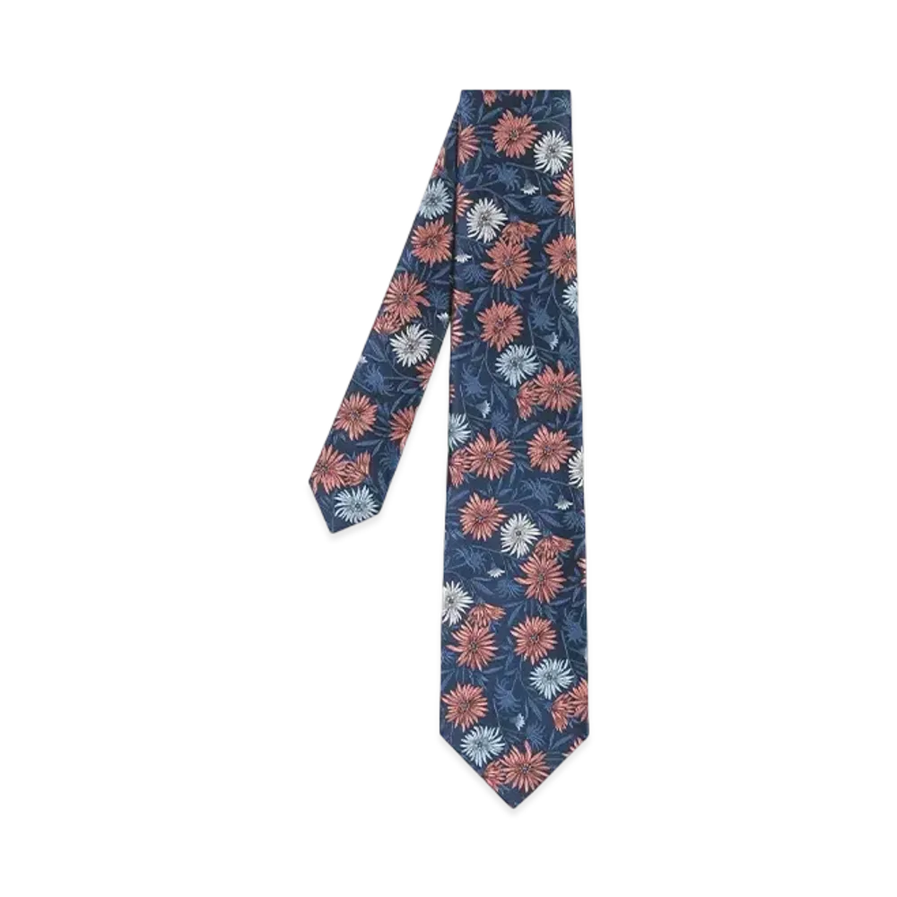 Paul Smith Jacquard Flower Tie "DarkBlue"